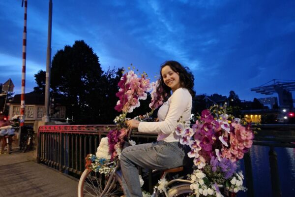 Colorful floral bike decorations enhancing the Flower Bike Tour experience.